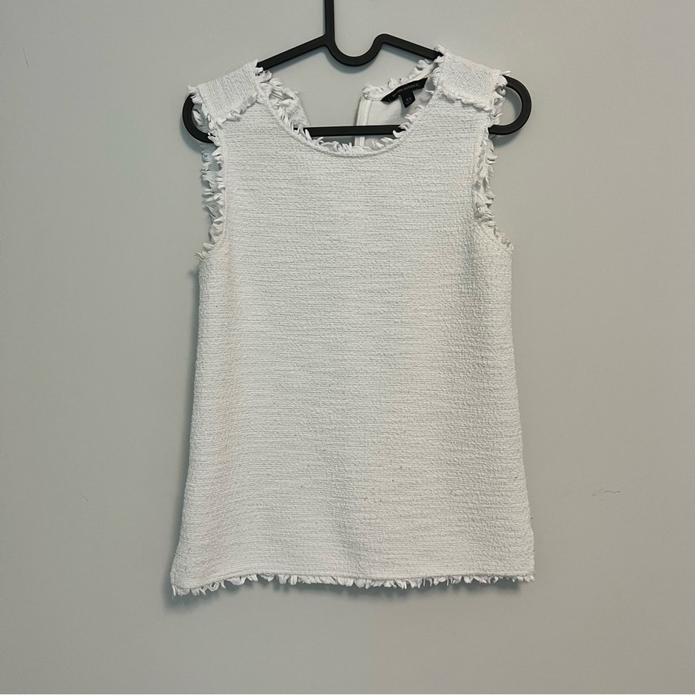 White Frayed Edge Sleeveless Top